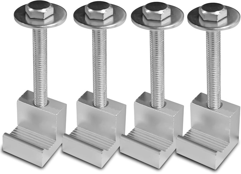 Hirificing 4PCS Truck Tool Box Mounting Kit, J Hook Truck Crossover Tool Boxes for Bed of Truck Aluminum Pickup Toolbox Rail Mounting Kit for Fix Tool Boxes Tie Downs Comes With Fastening Nuts(Silver) - Image 1